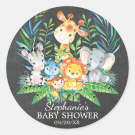 Chalkboard Safari Dier Baby shower Favor Sticker