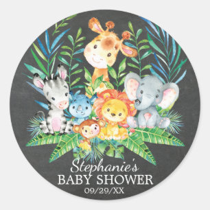 Chalkboard Safari Dier Baby shower Favor Sticker