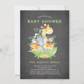 Chalkboard Safari Dieren Baby Douche Uitnodigingen (Voorkant)