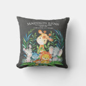 Chalkboard Safari Meisje Geboorte Stats Kussen (Voorkant)