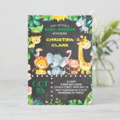 Chalkboard Safari Oerwoud Animals Baby shower Kaart (Staand voorkant)