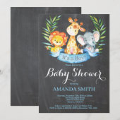 Chalkboard Safari Oerwoud Animals Boy Baby shower Kaart (Voorkant / Achterkant)