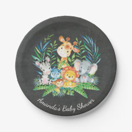 Chalkboard Safari Oerwoud Baby shower 7" Bord