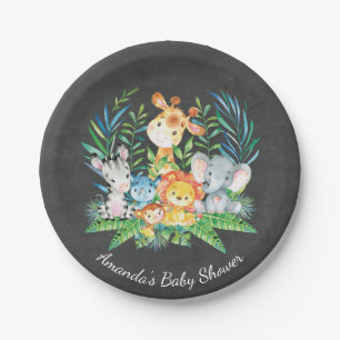 Chalkboard Safari Oerwoud Baby shower 7" Bord