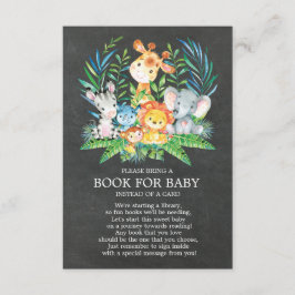 Chalkboard Safari Oerwoud Baby shower Boek voor Ba Informatiekaartje