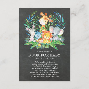 Chalkboard Safari Oerwoud Baby shower Boek voor Ba Informatiekaartje