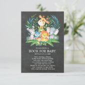 Chalkboard Safari Oerwoud Baby shower Boek voor Ba Informatiekaartje (Staand voorkant)