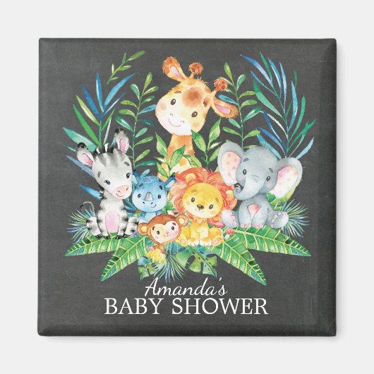 Chalkboard Safari Oerwoud Baby shower Favor Magnet (Voorkant)