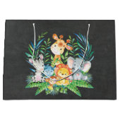 Chalkboard Safari Oerwoud Baby shower Gift Bag Groot Cadeauzakje (Voorkant)