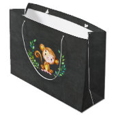 Chalkboard Safari Oerwoud Baby shower Gift Bag Groot Cadeauzakje (Achterkant Gekanteld)