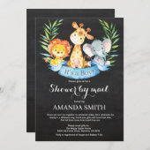 Chalkboard Safari Oerwoud Boy Baby shower door Mai Kaart (Voorkant / Achterkant)