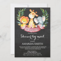 Chalkboard Safari Oerwoud Girl Baby shower per pos