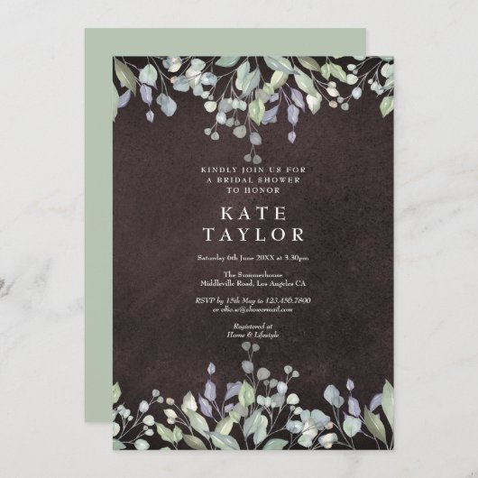 Chalkboard Sage en Lila Bloemen Vrijgezellenfeest Kaart (Voorkant / Achterkant)