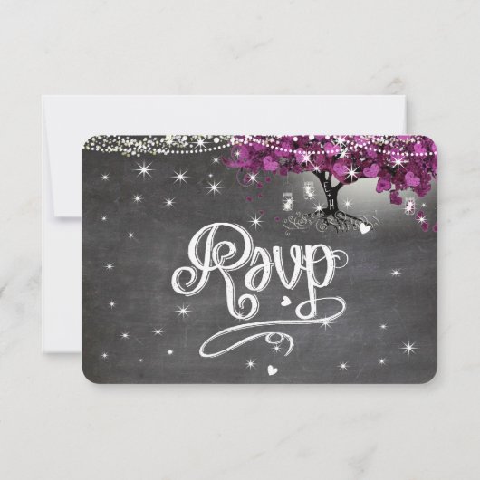 Chalkboard Sangria Wine Forest Heart Leaf RSVP Kaartje (Achterkant)