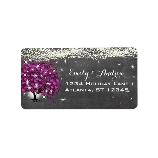 Chalkboard Sangria Wine Heart Leaf Tree Etiket (Voorkant)