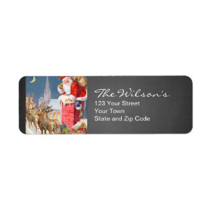 Chalkboard  Santa Christmas Retouradres Etiket