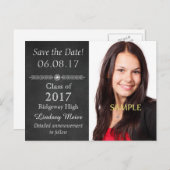 Chalkboard Save the Date Afstuderen Aankondigingskaart (Voorkant / Achterkant)