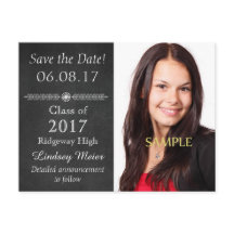 Chalkboard Save the Date Afstuderen