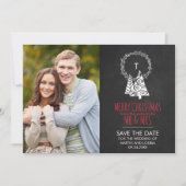 Chalkboard Save the Date kerstfoto Card (Voorkant)