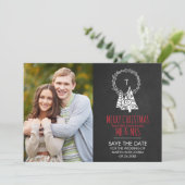 Chalkboard Save the Date kerstfoto Card (Staand voorkant)