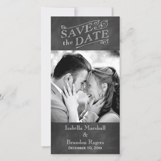 Chalkboard Save the Date Photo Card (Voorkant)