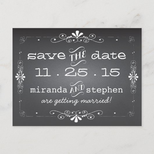 Chalkboard Save the Date Wedding Briefkaart (Voorkant)