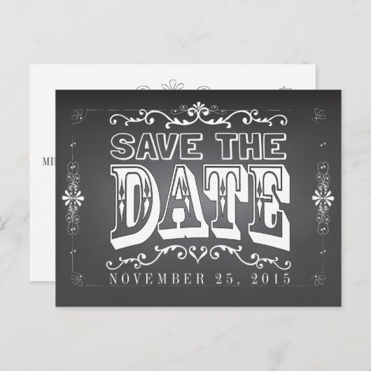 Chalkboard Save the Date Wedding Briefkaart (Voorkant / Achterkant)