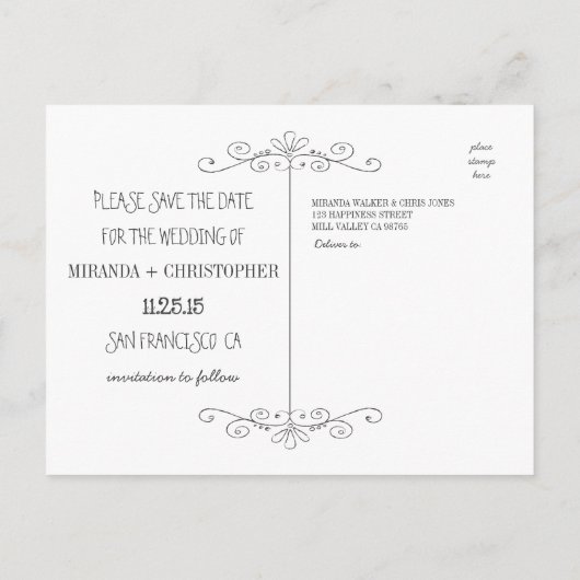 Chalkboard Save the Date Wedding Briefkaart (Achterkant)