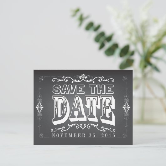 Chalkboard Save the Date Wedding Briefkaart (Staand voorkant)