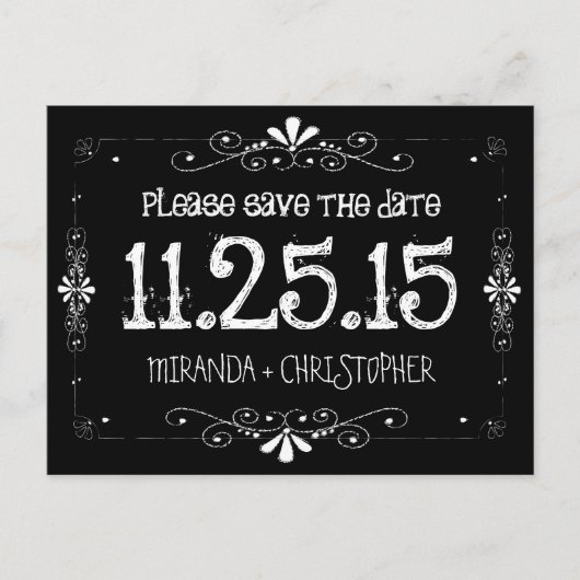 Chalkboard Save the Date Wedding Briefkaart (Voorkant)