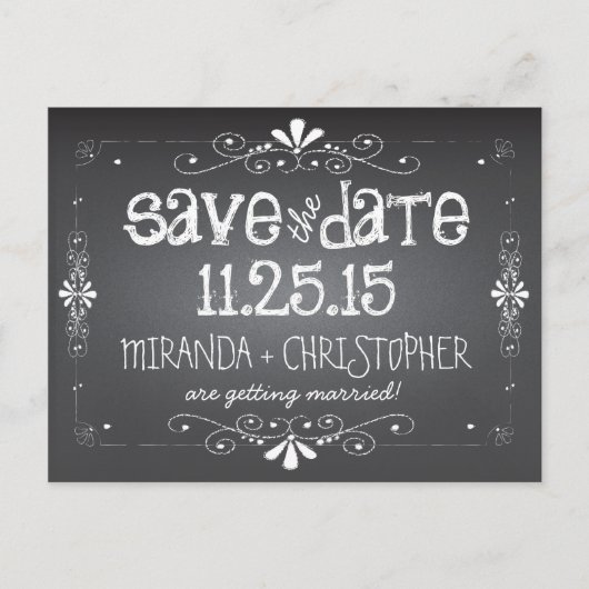 Chalkboard Save the Date Wedding Briefkaart (Voorkant)