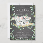 Chalkboard Schattig Koala Beer Triplet Baby shower Kaart (Voorkant)
