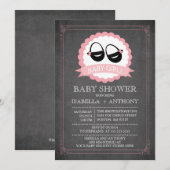 Chalkboard Schoenen Meisjes Baby shower Uitnodigin Kaart (Voorkant / Achterkant)