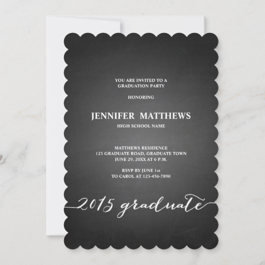 Chalkboard Script 2015 Graduation Party Invitation Kaart (Achterkant)