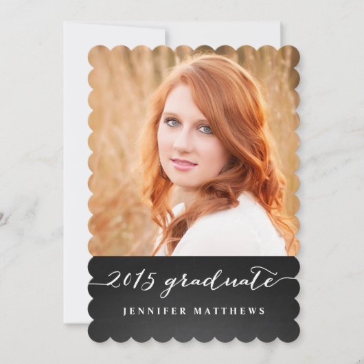 Chalkboard Script 2015 Graduation Party Invitation Kaart (Voorkant)