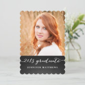 Chalkboard Script 2015 Graduation Party Invitation Kaart (Staand voorkant)