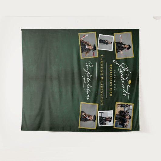 Chalkboard Script Afstuderen 6 foto achtergrond Wandkleed (Voorkant (horizontaal))