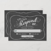 Chalkboard Script Art RSVP Weduwantwoord Kaart (Voorkant / Achterkant)