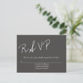 Chalkboard script bruiloft rsvp briefkaarten (Staand voorkant)
