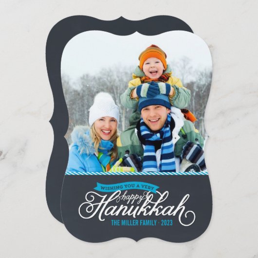 Chalkboard Script Hanukkah-fotokaart Feestdagenkaart (Voorkant / Achterkant)