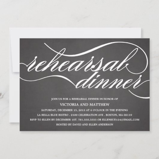 CHALKBOARD SCRIPT | REHEARSAL DINNER INVITE KAART (Voorkant)