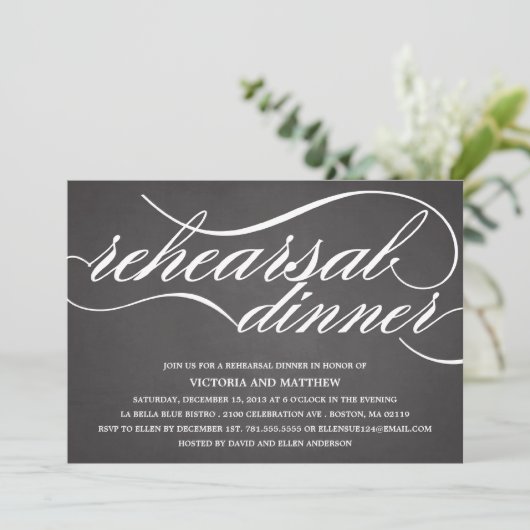 CHALKBOARD SCRIPT | REHEARSAL DINNER INVITE KAART (Staand voorkant)