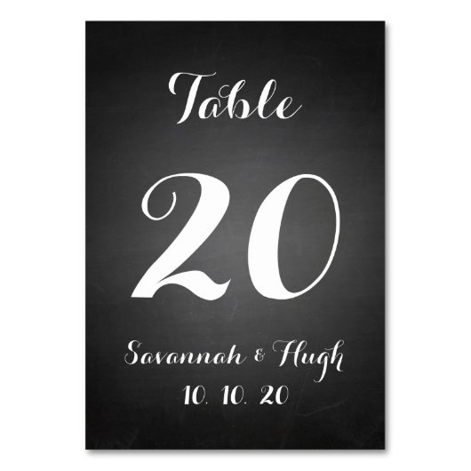 Chalkboard Script Trouwtafel Nummer Kaart (Achterkant)