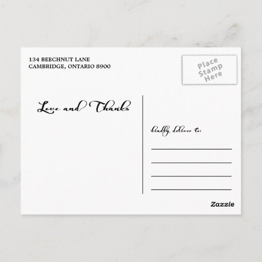 Chalkboard Script Weddending Hartelijk dank Briefk Briefkaart (Achterkant)