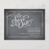 Chalkboard Script White Sla de datum op Aankondigingskaart (Voorkant)