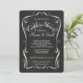 Chalkboard Scroll Couples Douche Kalligrafie Kaart (Staand voorkant)