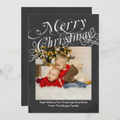 Chalkboard Scroll Font Merry Kerstmis Sjabloon (Voorkant / Achterkant)