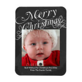 Chalkboard Scroll Font Merry Kerstmis Sjabloon Magneet (Verticaal)