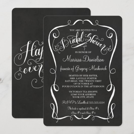 Chalkboard Scroll Vrijgezellenfeest Nodig kalligra Kaart (Voorkant / Achterkant)