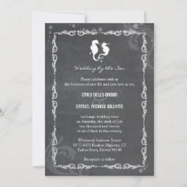 Chalkboard SeaHorse Destination Wedding Kaart